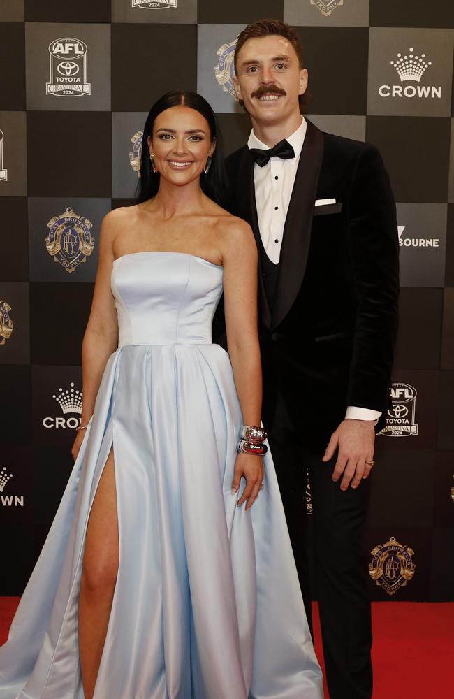 Jessica, who is married to Jake Lever, opted for a classic option for her 2024 Brownlow outfit. Picture: NewsWire/ Michael Klein