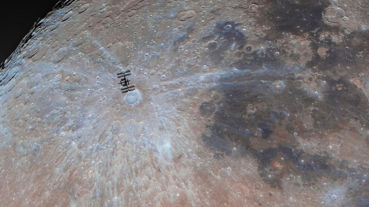 A Visit to Tycho by Andrew McCarthy. This image was the runner-up in the People and Space category. In this photo, the International Space Station is aligned with the Tycho Crater. While actually 1,000 times closer to Earth than the Moon, this perspective makes it seem like the ISS is in fact orbiting our natural satellite.