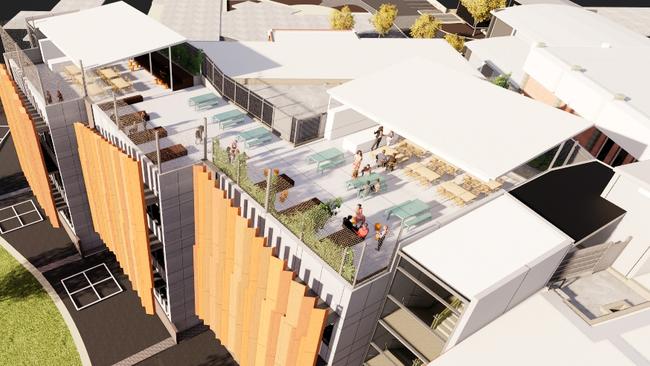 Artist's impression of the rooftop space being created as part of the redevelopment of Norwood Morialta High School.