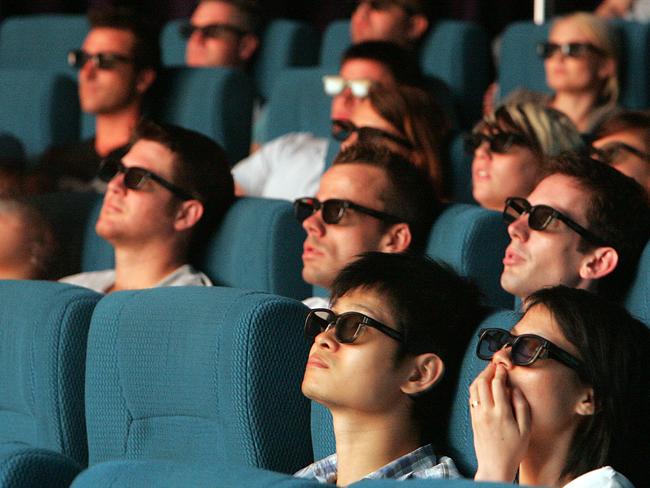 People wearing 3D movie glasses at the original Avatar movie. Picture: Supplied.