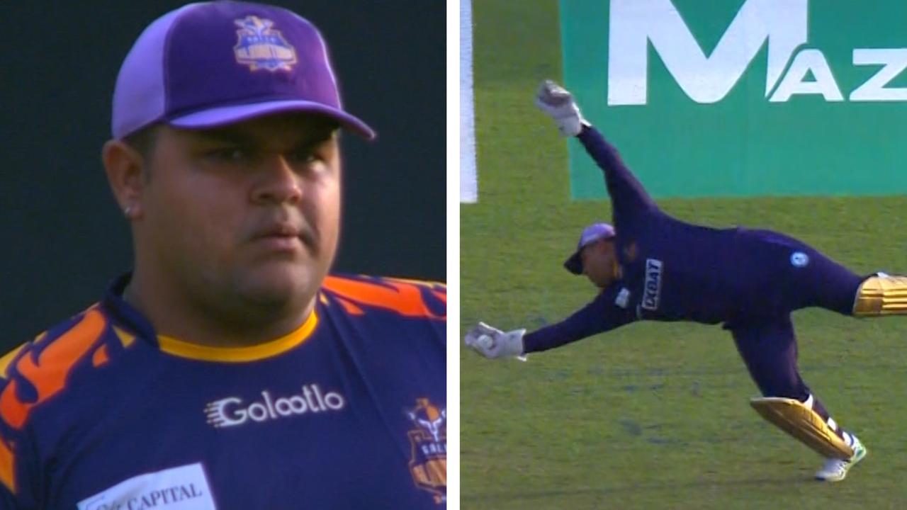 Moin Khan's son Azam with a brilliant catch for the Galle Gladiators in the LPL.