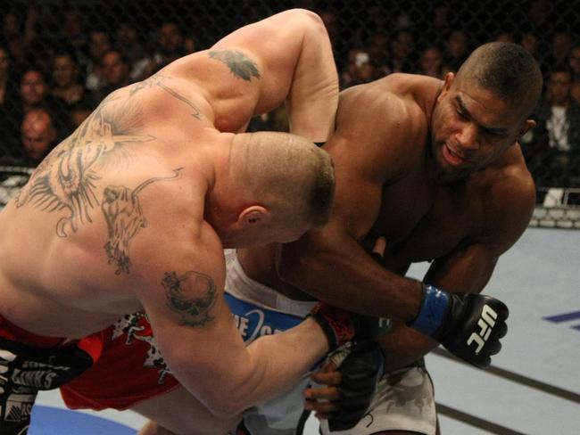 Lesnar lost his final two fights in the UFC, including this bout against Alistair Overeem, before returning to the WWE in 2012.