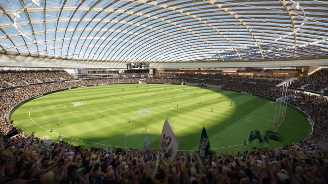 Inside view of the proposed Macquarie Point Stadium – it would host AFL, cricket, concerts, conferences, arts and cultural events. Picture: Supplied