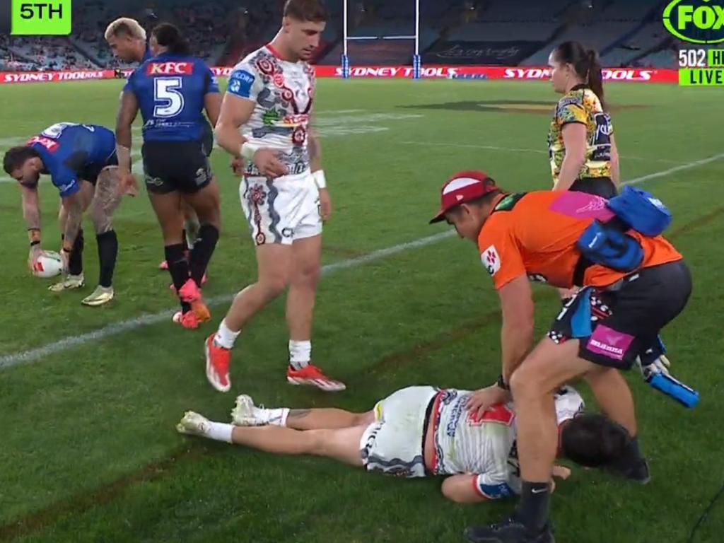 Lomax immediately went to Bird's aid. Photo: Fox Sports