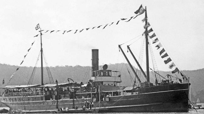 SS Archer dressed as the flagship at the Pittwater Regatta in 1925. Pic: Courtesy Australian National Maritime Museum