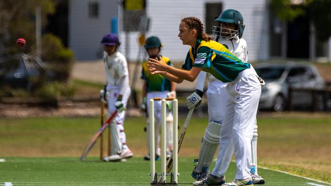 Emily Hosking has been a strong performer for FNC Thunder at the Lismore Workers under-12 cricket carnival this week. Photo Ursula Bentley@CapturedAus.