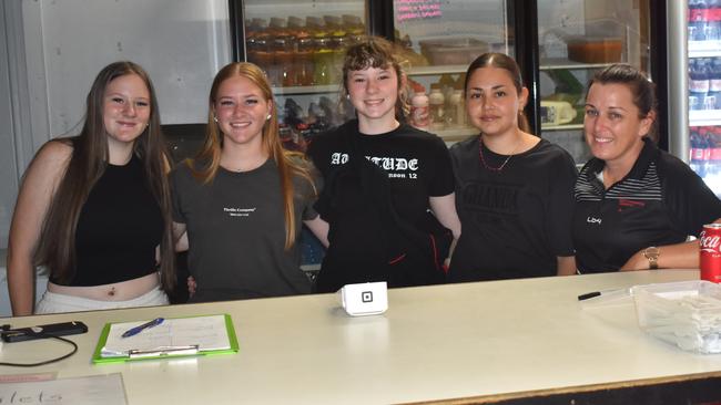 Mikayla Bills, Charlie Vidler, Jayde Bills, Amelie Butler and Michelle Smith at the Hockey Queensland under-18 menâ€™s state championships in Rockhampton from April 25 to 28, 2024.