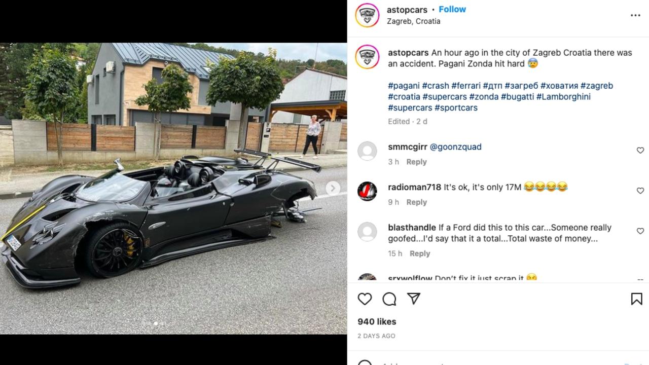 Pagani Zonda Barchetta crashed in Croatian car rally