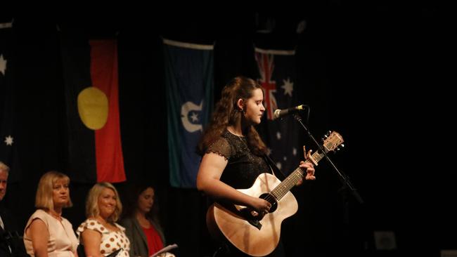 A local musician performs at Tweed Shire Council's Australia Day ceremony at Twin Towns Services Club on Tuesday, January 26, 2021. Picture: Liana Boss