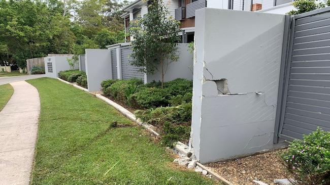 A car smashed into the entrance of a home in Buderim. Picture: Aisling Brennan