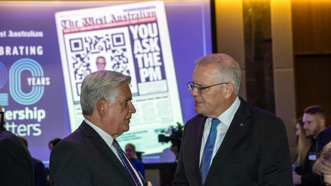 Prime Minister Scott Morrison has attacked Anthony Albanese as a small, weak leader while speaking at the West Australian’s Leadership Matters Federal Election lunch. Picture: Jason Edwards