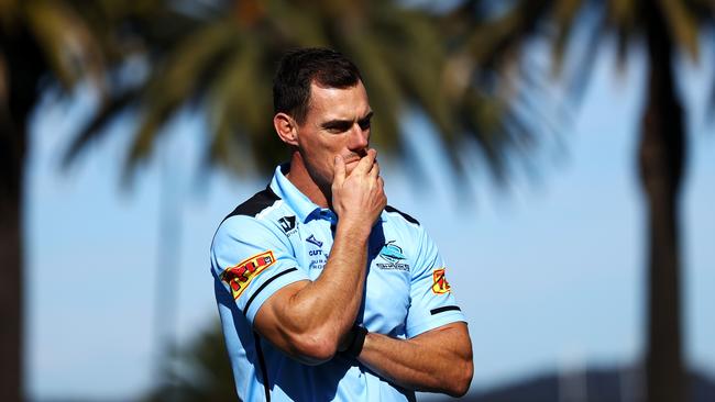 Sharks coach John Morris is under pressure heading into the 2021 season. Picture: Cameron Spencer/Getty