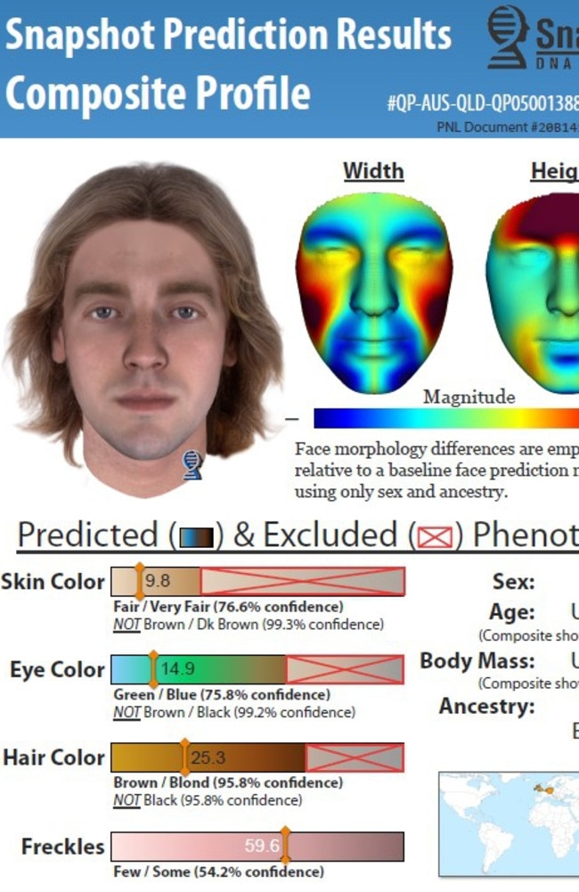 A DNA generated image of a man police want to to speak to in relation to the cold case murder of Owen Eddie Crabbe in May 1982. Picture: Supplied