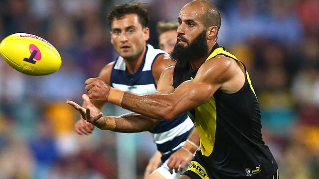 Bachar Houli fought on gamely with a leg injury. Picture: AFL Photos/Getty Images