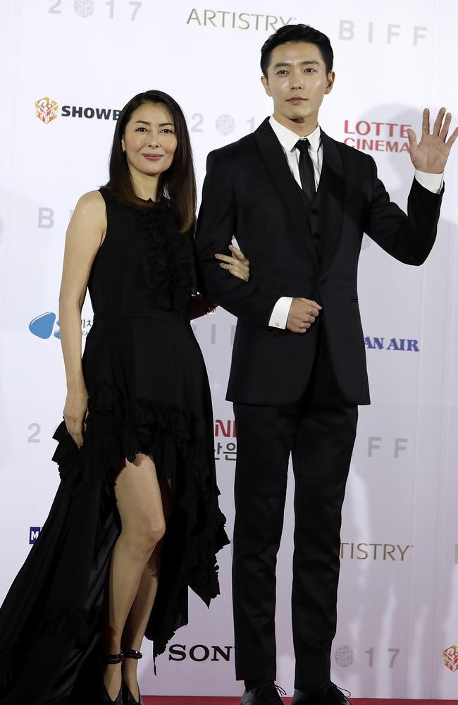 Nakayama, seen here with Korean actor Kim Jae-wook, was dubbed Japan’s most beautiful woman. Picture: Woohae Cho/Getty Images