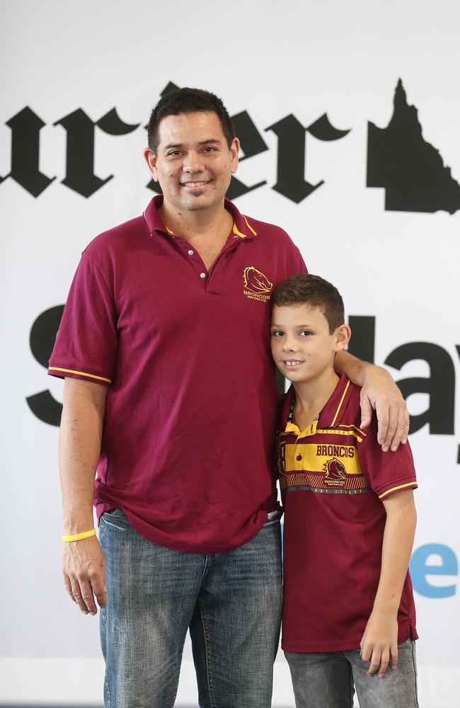 Marc Wolpers and Nickolai Wolpers at the 2019 NRL Season Launch. Pics Tara Croser.