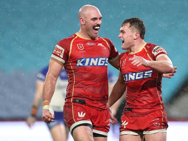 Harrison Graham celebrates a try. Picture: Cameron Spencer/Getty Images
