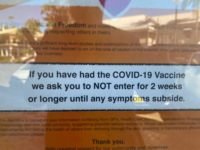 A salon in Mullumbimby is banning clients who have had the coronavirus vaccine.