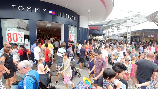 Harbour Town shopping crowds. Picture: Richard Gosling