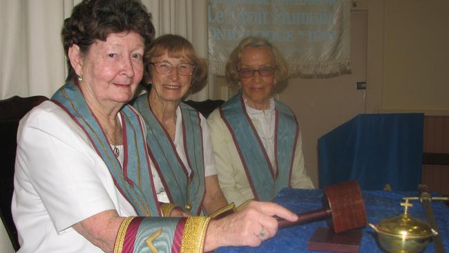 Members of the Southport Co-Freemasonry lodge (from left), Right Worshipful Master Connie Hipperson, Immediate Past Master Felicity Loveday and Orator Christina van Meulem.