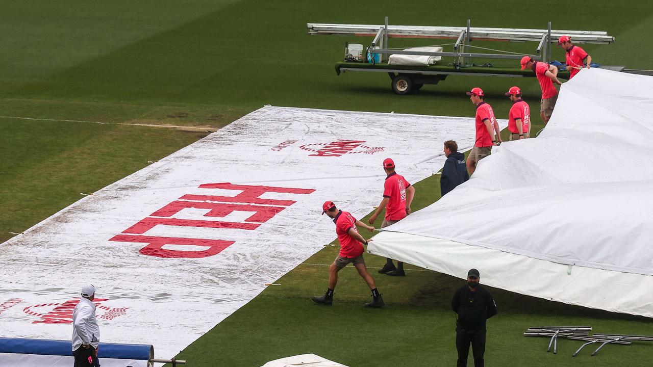 The NRMA covers that failed to repel Sydney’s big wet. Picture: David Gray/AFP