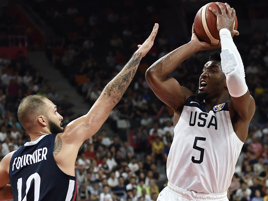 Donovan Mitchell was unstoppable for three quarters. (Photo by Ye Aung Thu / AFP)