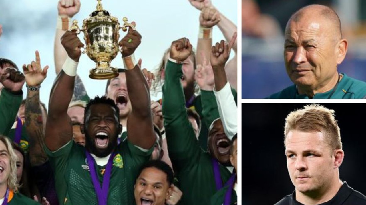 South Africa is the defending champion, while Australian coach Eddie Jones (top right) and All Blacks captain Sam Cane (bottom right) have their eyes on the prize. Photos: Getty Images/AFP