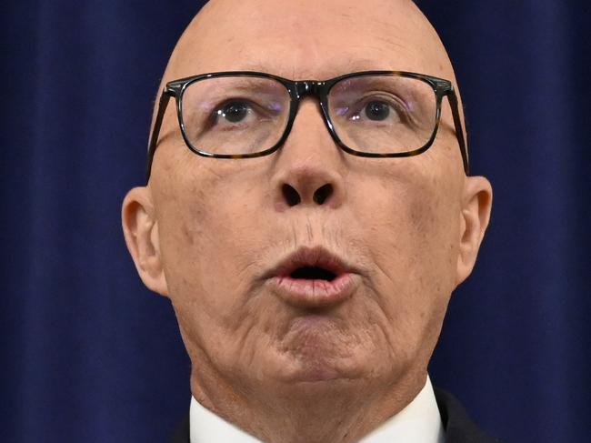 CANBERRA, AUSTRALIA  - NewsWire Photos - February 11, 2025: Leader of the Opposition Peter Dutton holds a press conference at Parliament House in Canberra. Picture: NewsWire / Martin Ollman