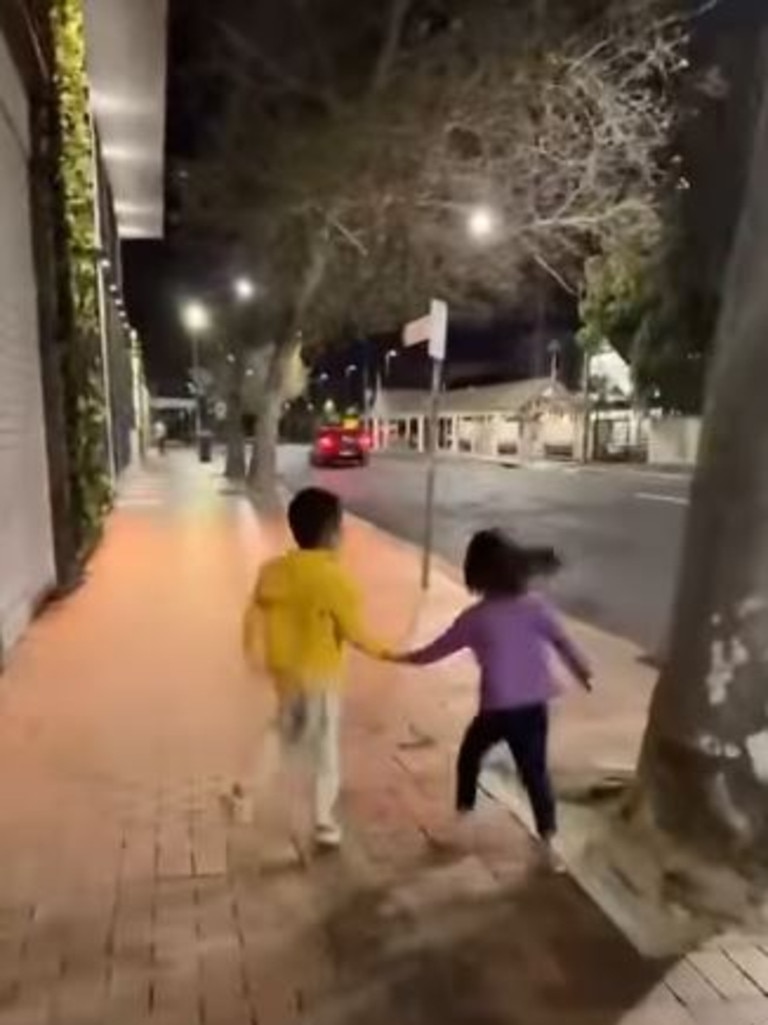 Ms Vu posted a video of the two children skipping along a street on Facebook. Picture: Facebook