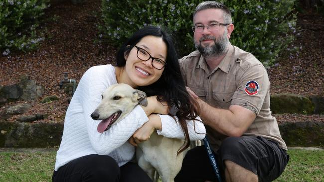 Andrew Odd and Mai Son say owning a greyhound is low maintenance.