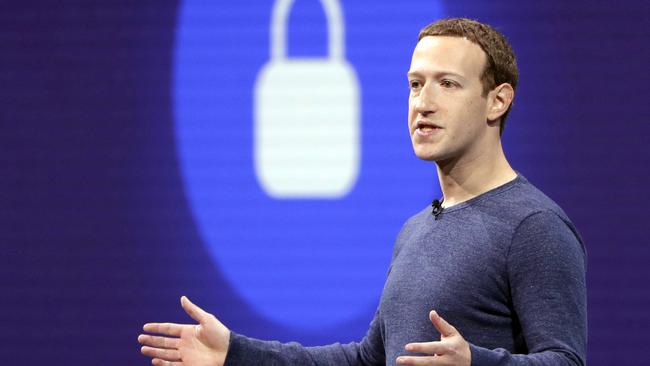 Facebook CEO Mark Zuckerberg delivers the keynote address at a developer’s conference in San Jose, California, last year. Picture: AP