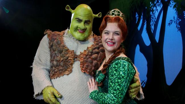 Lucy Durack as Princess Fiona and Ben Mingay as Shrek. Picture: Liam Driver