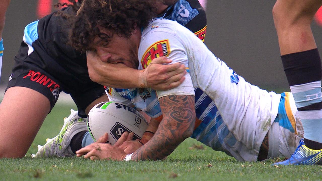 Kevin Proctor was sent off for biting the arm of Shaun Johnson.