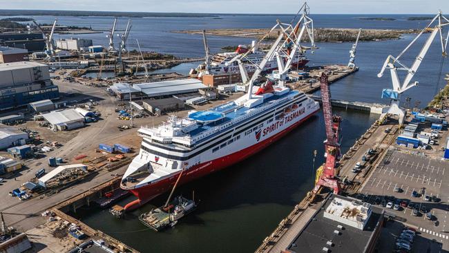 The new TT Line boat Spirit of Tasmania IV in Finland. Picture: Rauma Marine Constructions