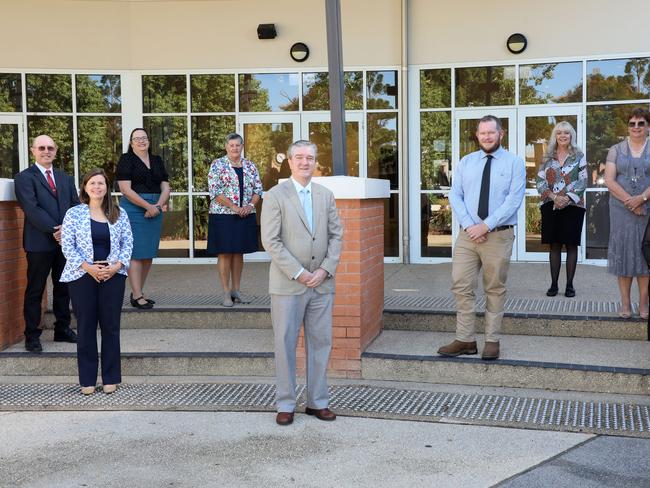 Central Highlands Regional Council mayor and councillors elected in 2020. Back (from left to right): Cr Charles Brimblecombe, Cr Natalie Curtis, Deputy Mayor Christine Rolfe, Cr Janice Moriarty, Cr Anne Carpenter. Front (from left to right): Cr Megan Daniels, Mayor Kerry Hayes, Cr Joseph Burns, Cr Gai Sypher.