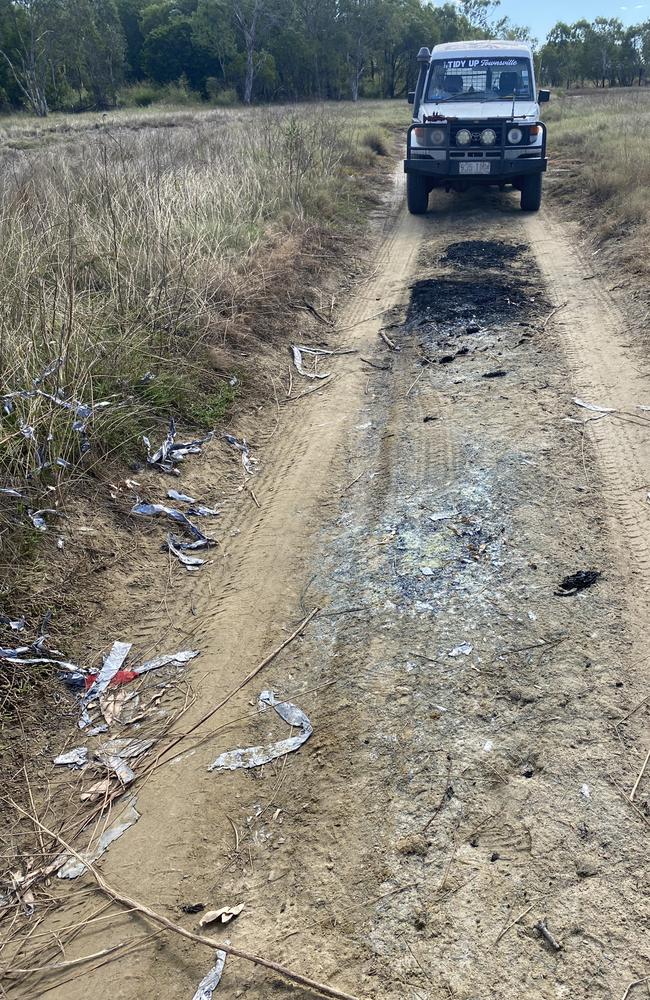 Evidence of a cook site to for stolen copper in Townsville bushland. Picture: Dave Dudley.