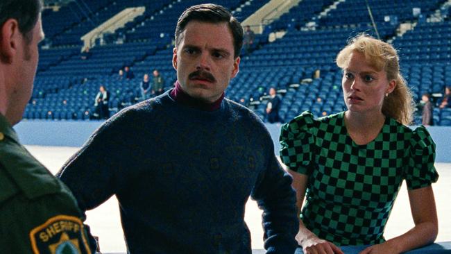 Sebastian Stan as Jeff Gillooly and Margot Robbie as Tonya Harding in <i>I, Tonya.</i>