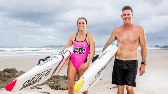 Noosa Head's lifesaver Jordan Mercer and father Darren who has been indicted into the Hall of Fame.