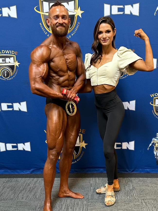 Samuel Mussared at the 2023 ICN Nationals with wife Michelle Richards. Picture: Instagram @samyzest1