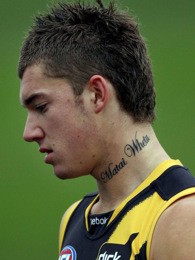 Martin’s neck tattoos in 2010. Picture: Herald Sun