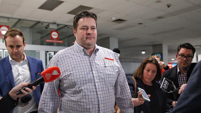 State MP Will Fowles after speaking to the media at Melbourne Airport. Picture: Mark Stewart