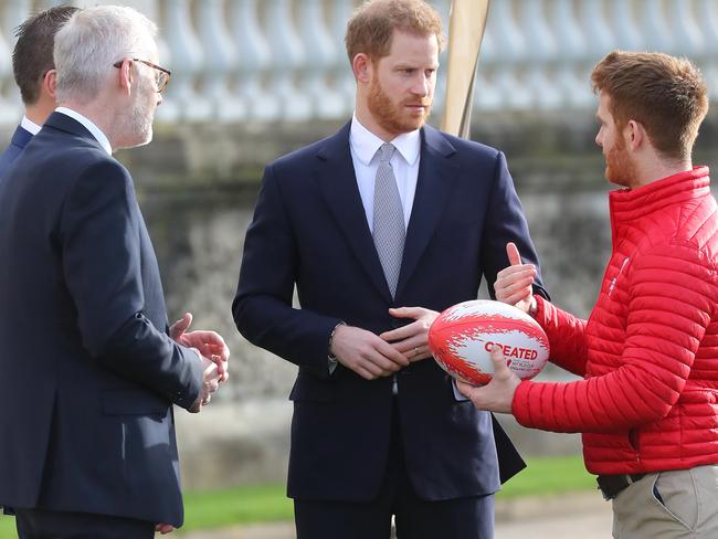 Prince Harry, the Patron of the Rugby Football League, hosts the Rugby League World Cup 2021 draws for the men's, women's and wheelchair tournaments at Buckingham Palace in London, England. Picture: Chris Jackson/Getty