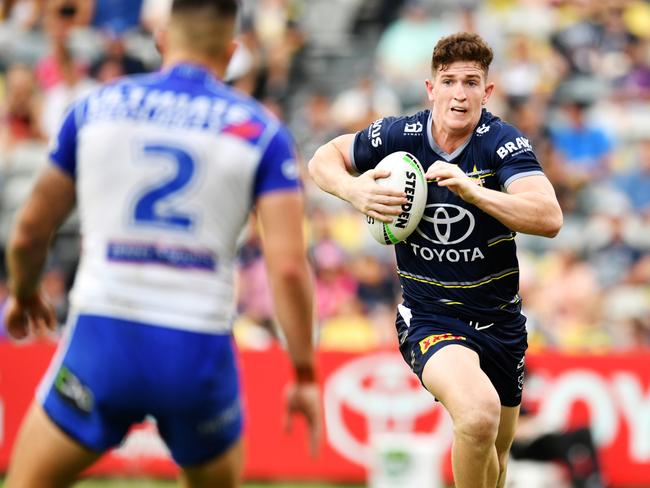 Ben Condon in full flight for the North Queensland Cowboys. Picture: Alix Sweeney