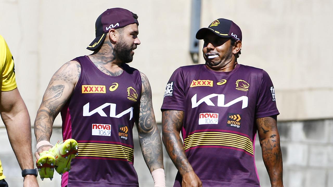 Adam Reynolds and Albert Kelly share a laugh at training. Picture: Tertius Pickard