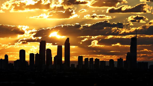 The sun rising over the Gold Coast skyline. Photo: Jerad Williams