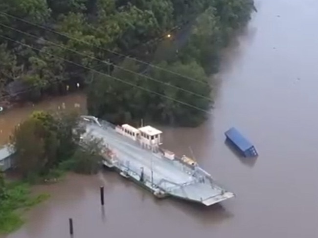 The footage captures the container heading towards the jetty.