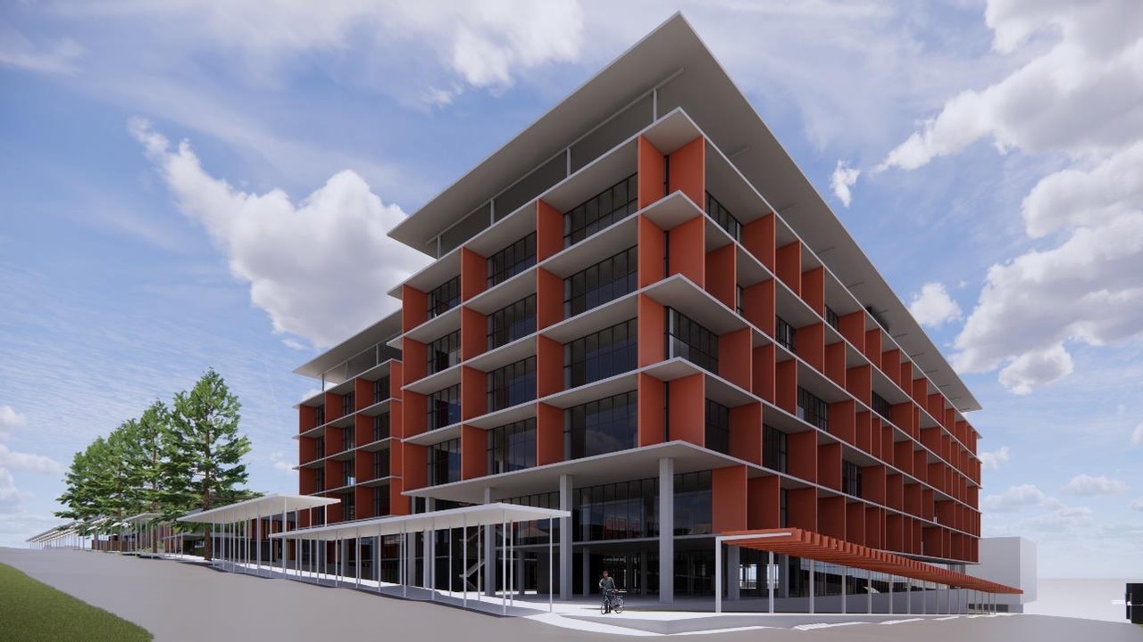 An artist impression of the proposed Ipswich Wellness and Health Centre from Roderick Street and East Street intersection view. Picture: Ipswich Health Precinct Master Plan