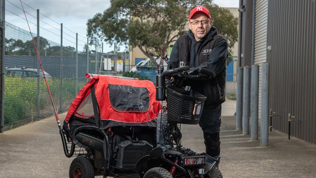 Mick Collins was riding his mobility scooter when he was rammed and abused by a driver in Portarlington. Picture: Brad Fleet