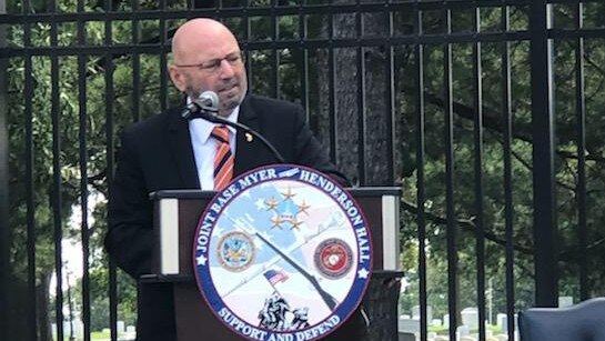 Australian ambassador Arthur Sinodinos at Arlington Cemetery, Virginia.