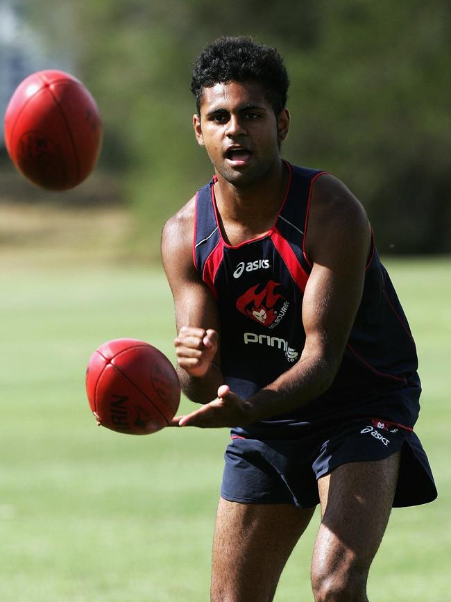 Daniel Hayes during a Melbourne Demons training session in 2007. Photo by Quinn Rooney/Getty Images.